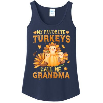 Funny Cute S My Favorite Turkeys Call Me Grandma Fall Thanksgiving Ladies Essential Tank