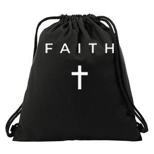 Faith Cross Subtle Christian Minimalist Religious Faith Drawstring Bag