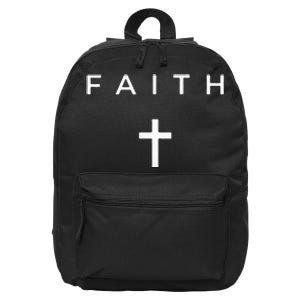 Faith Cross Subtle Christian Minimalist Religious Faith 16 in Basic Backpack