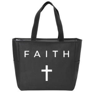 Faith Cross Subtle Christian Minimalist Religious Faith Zip Tote Bag