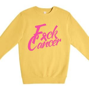 Fck Cancer Survivor Fighter Cancer Awareness Cute Gift Premium Crewneck Sweatshirt