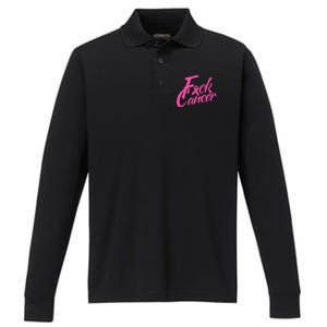 Fck Cancer Survivor Fighter Cancer Awareness Cute Gift Performance Long Sleeve Polo