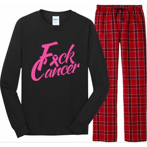 Fck Cancer Survivor Fighter Cancer Awareness Cute Gift Long Sleeve Pajama Set