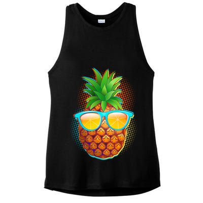 Funny Cool Summertime Pineapple Ladies PosiCharge Tri-Blend Wicking Tank