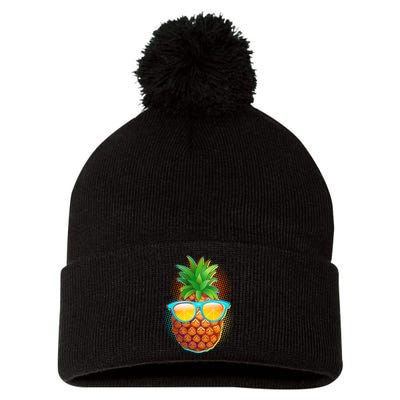 Funny Cool Summertime Pineapple Pom Pom 12in Knit Beanie
