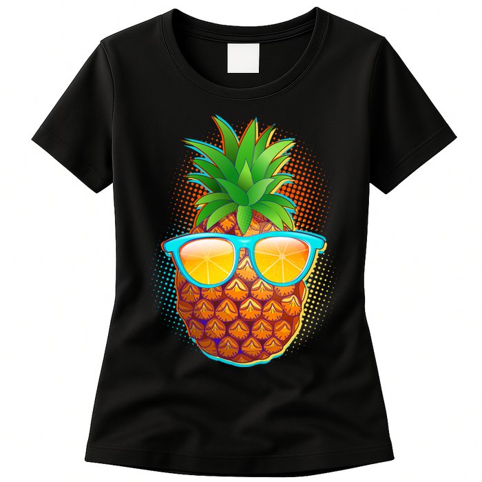 Funny Cool Summertime Pineapple Womens T-Shirt