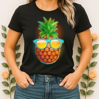 Funny Cool Summertime Pineapple Womens T-Shirt