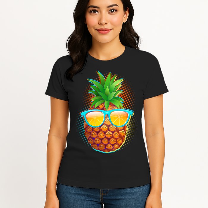 Funny Cool Summertime Pineapple Womens T-Shirt