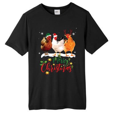 Funny Chickens Santa Elf Reindeer Christmas Ornament Decor Tall Fusion ChromaSoft Performance T-Shirt