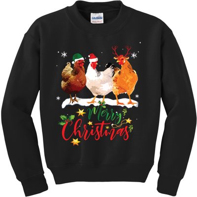 Funny Chickens Santa Elf Reindeer Christmas Ornament Decor Kids Sweatshirt