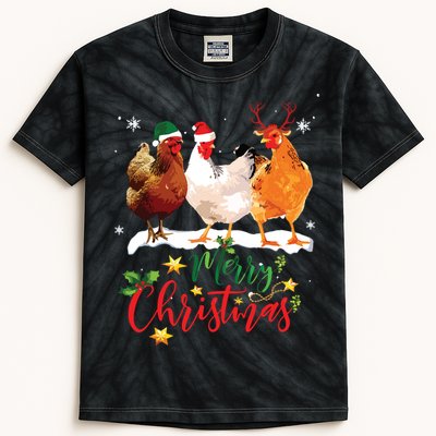 Funny Chickens Santa Elf Reindeer Christmas Ornament Decor Kids Tie-Dye T-Shirt