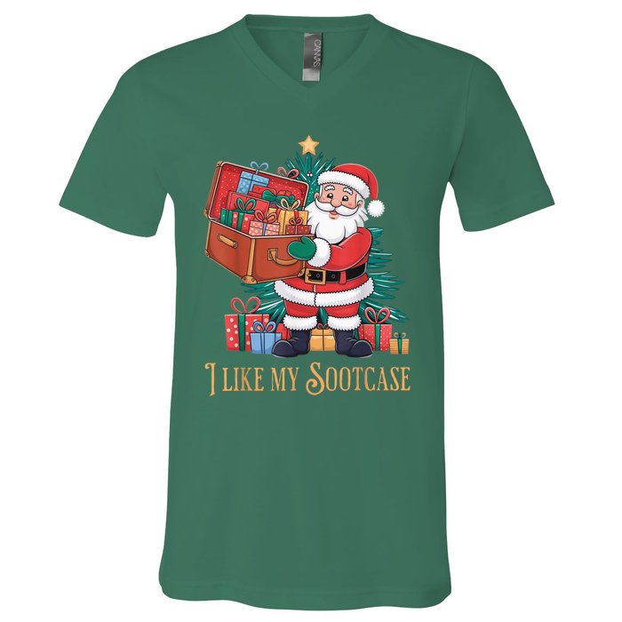 Funny Christmas Santa Claus I Like My Sootcase Viral Meme V-Neck T-Shirt