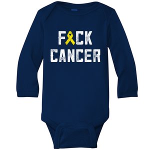 Fck Cancer Sarcoma Cancer Awareness Gift Bone Cancer Chemo Gift Baby Long Sleeve Bodysuit