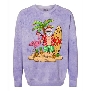 Flamingo Christmas Sweater Funny Santa Palm Tree Pineapple Gift Colorblast Crewneck Sweatshirt