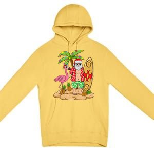 Flamingo Christmas Sweater Funny Santa Palm Tree Pineapple Gift Premium Pullover Hoodie