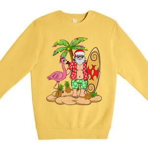 Flamingo Christmas Sweater Funny Santa Palm Tree Pineapple Gift Premium Crewneck Sweatshirt