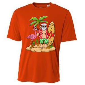 Flamingo Christmas Sweater Funny Santa Palm Tree Pineapple Gift Cooling Performance Crew T-Shirt