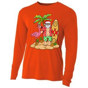 Flamingo Christmas Sweater Funny Santa Palm Tree Pineapple Gift Cooling Performance Long Sleeve Crew