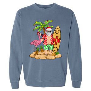 Flamingo Christmas Sweater Funny Santa Palm Tree Pineapple Gift Garment-Dyed Sweatshirt