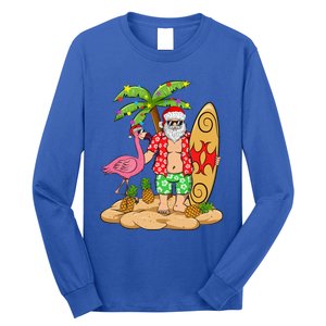 Flamingo Christmas Sweater Funny Santa Palm Tree Pineapple Gift Long Sleeve Shirt