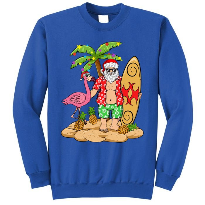 Flamingo Christmas Sweater Funny Santa Palm Tree Pineapple Gift Sweatshirt