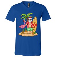 Flamingo Christmas Sweater Funny Santa Palm Tree Pineapple Gift V-Neck T-Shirt