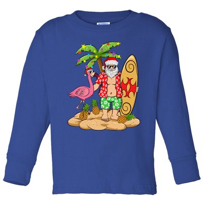 Flamingo Christmas Sweater Funny Santa Palm Tree Pineapple Gift Toddler Long Sleeve Shirt