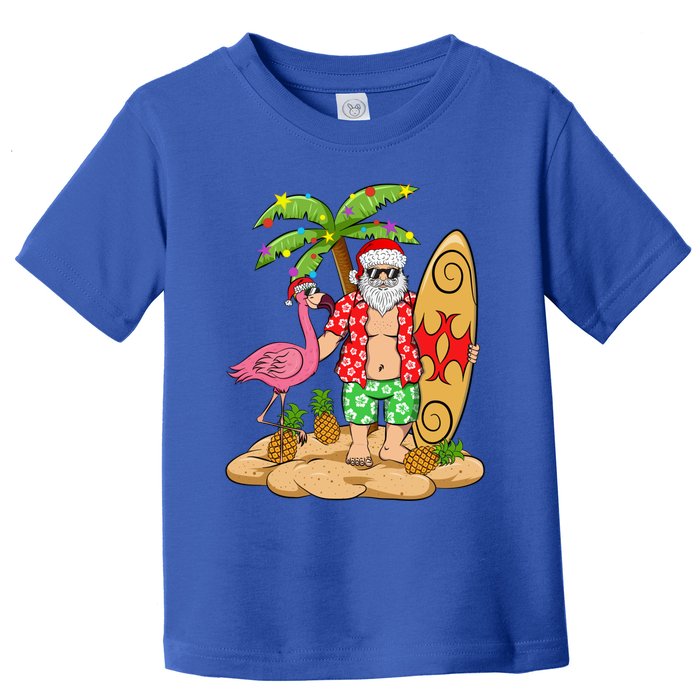 Flamingo Christmas Sweater Funny Santa Palm Tree Pineapple Gift Toddler T-Shirt