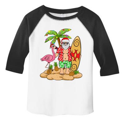 Flamingo Christmas Sweater Funny Santa Palm Tree Pineapple Gift Toddler Fine Jersey T-Shirt