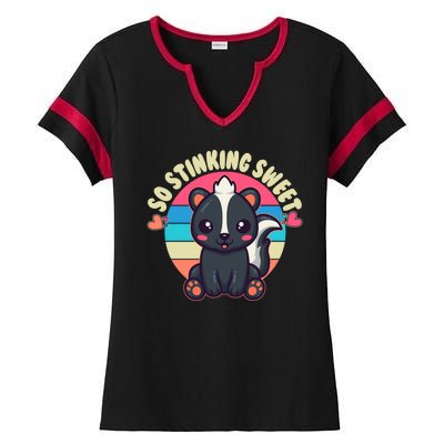 Funny Cute Skunk So Stinking Sweet Ladies Halftime Notch Neck Tee