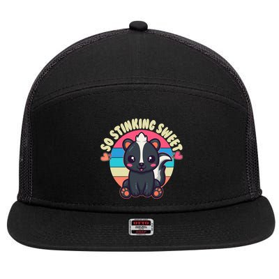 Funny Cute Skunk So Stinking Sweet 7 Panel Mesh Trucker Snapback Hat
