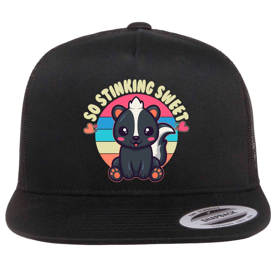 Funny Cute Skunk So Stinking Sweet Flat Bill Trucker Hat