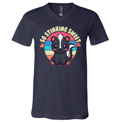 Funny Cute Skunk So Stinking Sweet V-Neck T-Shirt