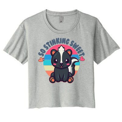 Funny Cute Skunk So Stinking Sweet Women's Crop Top Tee