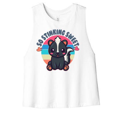 Funny Cute Skunk So Stinking Sweet Women's Racerback Cropped Tank