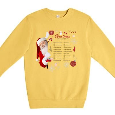 Funny Cute Santa Christmas Check Bucket List Gift For Mom Gift Premium Crewneck Sweatshirt