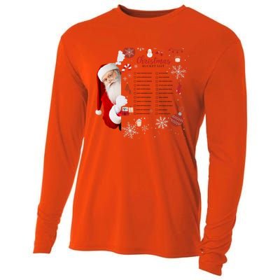 Funny Cute Santa Christmas Check Bucket List Gift For Mom Gift Cooling Performance Long Sleeve Crew