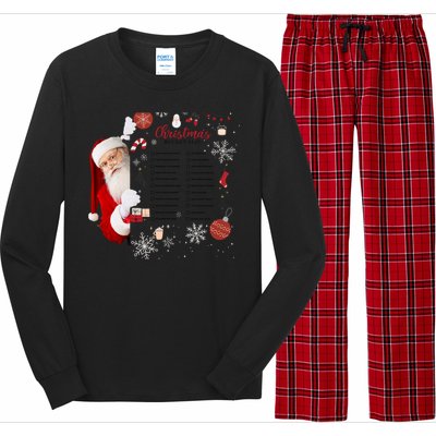 Funny Cute Santa Christmas Check Bucket List Gift For Mom Gift Long Sleeve Pajama Set