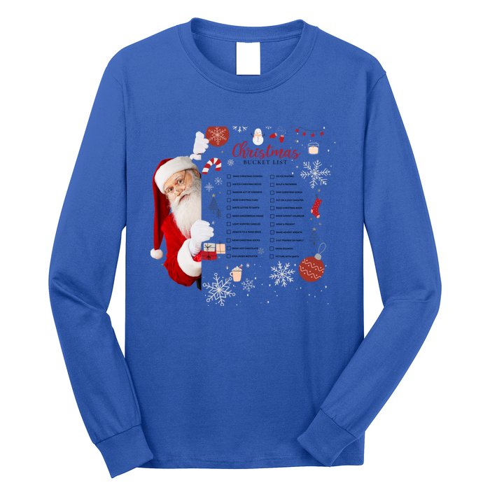 Funny Cute Santa Christmas Check Bucket List Gift For Mom Gift Long Sleeve Shirt