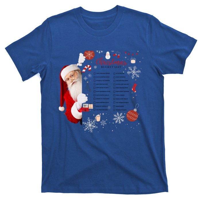 Funny Cute Santa Christmas Check Bucket List Gift For Mom Gift T-Shirt