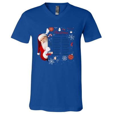 Funny Cute Santa Christmas Check Bucket List Gift For Mom Gift V-Neck T-Shirt