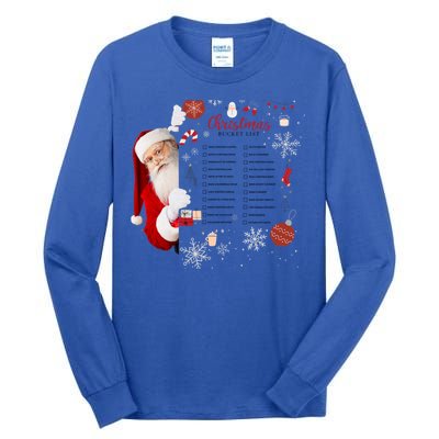 Funny Cute Santa Christmas Check Bucket List Gift For Mom Gift Tall Long Sleeve T-Shirt