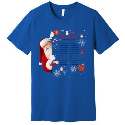 Funny Cute Santa Christmas Check Bucket List Gift For Mom Gift Premium T-Shirt