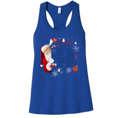 Funny Cute Santa Christmas Check Bucket List Gift For Mom Gift Women's Racerback Tank