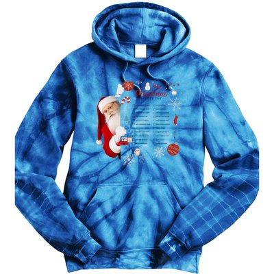 Funny Cute Santa Christmas Check Bucket List Gift For Mom Gift Tie Dye Hoodie