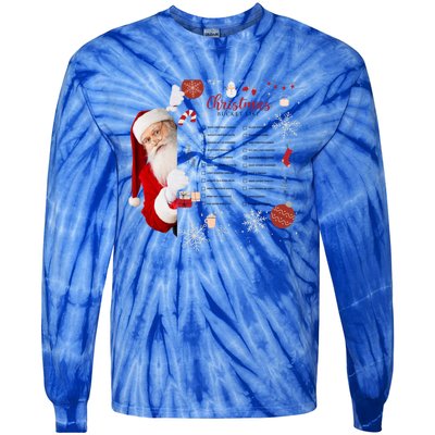 Funny Cute Santa Christmas Check Bucket List Gift For Mom Gift Tie-Dye Long Sleeve Shirt