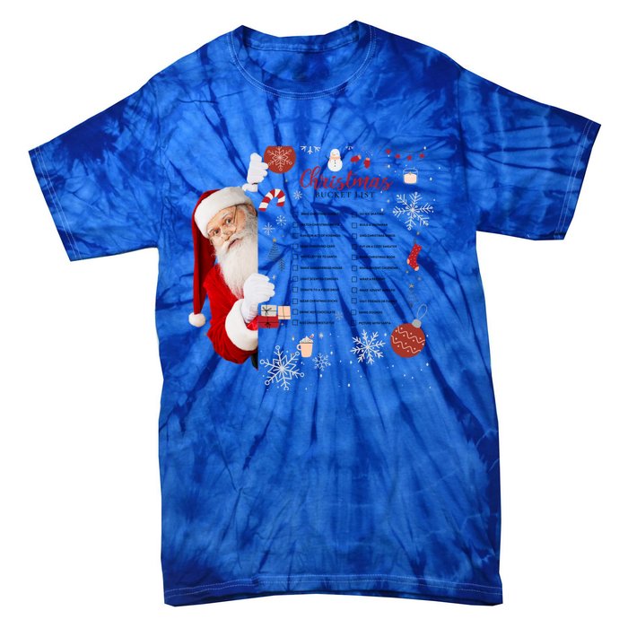 Funny Cute Santa Christmas Check Bucket List Gift For Mom Gift Tie-Dye T-Shirt