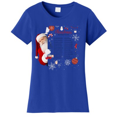 Funny Cute Santa Christmas Check Bucket List Gift For Mom Gift Women's T-Shirt