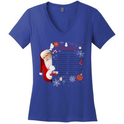 Funny Cute Santa Christmas Check Bucket List Gift For Mom Gift Women's V-Neck T-Shirt