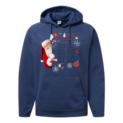 Funny Cute Santa Christmas Check Bucket List Gift For Mom Gift Performance Fleece Hoodie